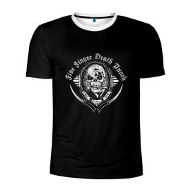 Мужская футболка 3D спортивная с принтом Five Finger Death Punch в Белгороде, 100% полиэстер с улучшенными характеристиками | приталенный силуэт, круглая горловина, широкие плечи, сужается к линии бедра | 5fdp | ffdp | five finger | five finger death | five finger death punch | metal | rock | метал | рок