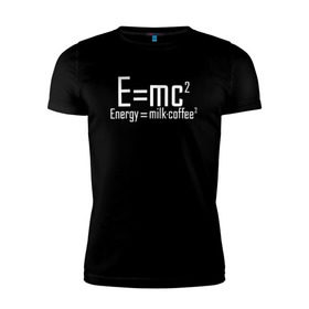 Мужская футболка премиум с принтом E=mc2 в Белгороде, 92% хлопок, 8% лайкра | приталенный силуэт, круглый вырез ворота, длина до линии бедра, короткий рукав | emc 2 | emc2 | знаменитые формулы | физика | формулы | эйнштейн