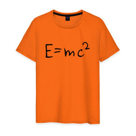 Мужская футболка хлопок с принтом E=mc2 в Белгороде, 100% хлопок | прямой крой, круглый вырез горловины, длина до линии бедер, слегка спущенное плечо. | Тематика изображения на принте: emc 2 | emc2 | знаменитые формулы | физика | формулы | эйнштейн