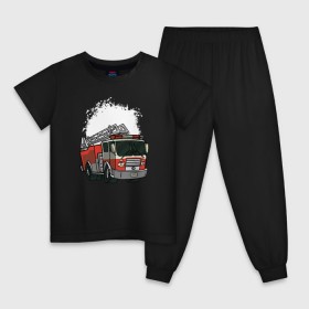 Детская пижама хлопок с принтом Пожарная Машина в Белгороде, 100% хлопок |  брюки и футболка прямого кроя, без карманов, на брюках мягкая резинка на поясе и по низу штанин
 | огонь | пожар | пожарная | пожарная охрана | пожарник | пожарный