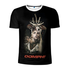 Мужская футболка 3D спортивная с принтом OOMPH в Белгороде, 100% полиэстер с улучшенными характеристиками | приталенный силуэт, круглая горловина, широкие плечи, сужается к линии бедра | metal | oomph | rock | метал | рок