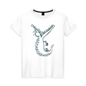 Женская футболка хлопок с принтом Крокодил в Белгороде, 100% хлопок | прямой крой, круглый вырез горловины, длина до линии бедер, слегка спущенное плечо | забавный | крокодил | рисунок