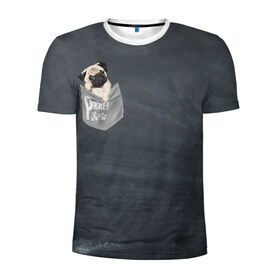 Мужская футболка 3D спортивная с принтом Карманный мопс в Белгороде, 100% полиэстер с улучшенными характеристиками | приталенный силуэт, круглая горловина, широкие плечи, сужается к линии бедра | Тематика изображения на принте: pug | карман | карманный мопс | малыш | милый | мопс | пес | песик | собака | собачка