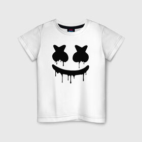 Детская футболка хлопок с принтом MARSHMELLO MELT в Белгороде, 100% хлопок | круглый вырез горловины, полуприлегающий силуэт, длина до линии бедер | america | dj | marshmello | melt | usa | америка | маршмелло