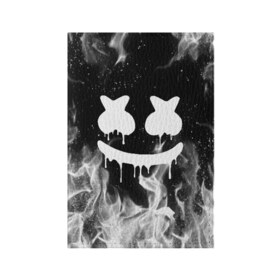 Обложка для паспорта матовая кожа с принтом MARSHMELLO MELT в Белгороде, натуральная матовая кожа | размер 19,3 х 13,7 см; прозрачные пластиковые крепления | america | dj | fire | flame | marshmello | usa | америка | маршмелло | огонь | пламя