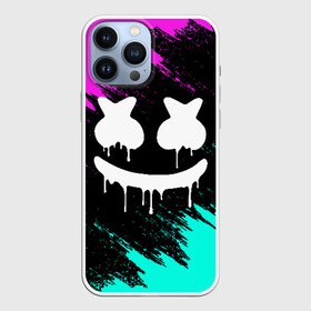 Чехол для iPhone 13 Pro Max с принтом MARSHMELLO MELT  МАРШМЕЛЛО НЕОН в Белгороде,  |  | america | dj | marshmello | usa | америка | брызги | краски | маршмелло