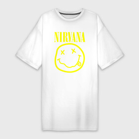 Платье-футболка хлопок с принтом NIRVANA | НИРВАНА в Белгороде,  |  | nirvana | smile | курт кобейн | нирвана | смайл