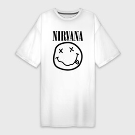 Платье-футболка хлопок с принтом NIRVANA в Белгороде,  |  | nirvana | smile | курт кобейн | нирвана | смайл