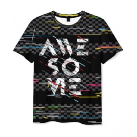 Мужская футболка 3D с принтом Awesome - Классный в Белгороде, 100% полиэфир | прямой крой, круглый вырез горловины, длина до линии бедер | Тематика изображения на принте: awesome | абстракт | классный | клевый | крутой | линии | потрясающий | текст