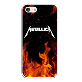 Чехол для iPhone 5/5S матовый с принтом METALLICA (НА СПИНЕ) в Белгороде, Силикон | Область печати: задняя сторона чехла, без боковых панелей | fire | flame | metallica | металлика | огонь | пламя