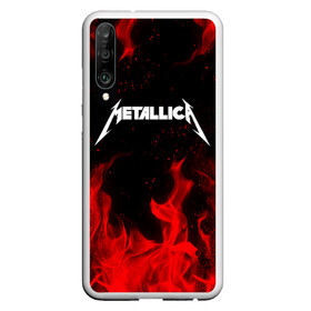 Чехол для Honor P30 с принтом METALLICA (НА СПИНЕ) в Белгороде, Силикон | Область печати: задняя сторона чехла, без боковых панелей | fire | flame | metallica | металлика | огонь | пламя