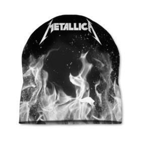 Шапка 3D с принтом METALLICA (НА СПИНЕ) в Белгороде, 100% полиэстер | универсальный размер, печать по всей поверхности изделия | Тематика изображения на принте: fire | flame | metallica | металлика | огонь | пламя