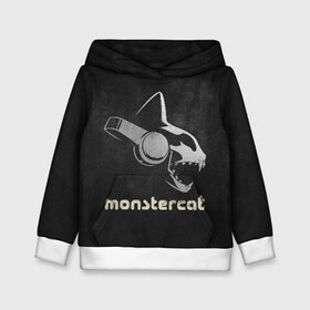 Детская толстовка 3D с принтом Monstercat в Белгороде, 100% полиэстер | двухслойный капюшон со шнурком для регулировки, мягкие манжеты на рукавах и по низу толстовки, спереди карман-кенгуру с мягким внутренним слоем | Тематика изображения на принте: monstercat | клуб | клубная музыка | кот | котенок | кошка | лейбл | монстар | монстар кет | монстер | музыка | танцевальная музыка | электронная | электронная музыка