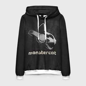 Мужская толстовка 3D с принтом Monstercat в Белгороде, 100% полиэстер | двухслойный капюшон со шнурком для регулировки, мягкие манжеты на рукавах и по низу толстовки, спереди карман-кенгуру с мягким внутренним слоем. | Тематика изображения на принте: monstercat | клуб | клубная музыка | кот | котенок | кошка | лейбл | монстар | монстар кет | монстер | музыка | танцевальная музыка | электронная | электронная музыка