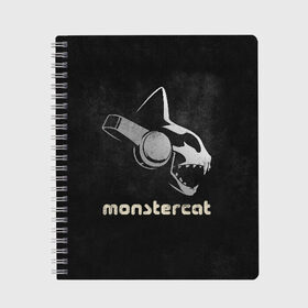 Тетрадь с принтом Monstercat в Белгороде, 100% бумага | 48 листов, плотность листов — 60 г/м2, плотность картонной обложки — 250 г/м2. Листы скреплены сбоку удобной пружинной спиралью. Уголки страниц и обложки скругленные. Цвет линий — светло-серый
 | monstercat | клуб | клубная музыка | кот | котенок | кошка | лейбл | монстар | монстар кет | монстер | музыка | танцевальная музыка | электронная | электронная музыка