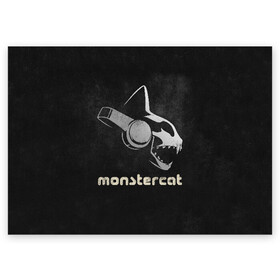 Поздравительная открытка с принтом Monstercat в Белгороде, 100% бумага | плотность бумаги 280 г/м2, матовая, на обратной стороне линовка и место для марки
 | monstercat | клуб | клубная музыка | кот | котенок | кошка | лейбл | монстар | монстар кет | монстер | музыка | танцевальная музыка | электронная | электронная музыка