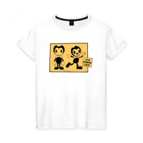 Женская футболка хлопок с принтом Bendy And The Ink Machine (54) в Белгороде, 100% хлопок | прямой крой, круглый вырез горловины, длина до линии бедер, слегка спущенное плечо | Тематика изображения на принте: 