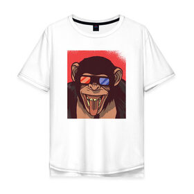 Мужская футболка хлопок Oversize с принтом Обезьяна 3D в Белгороде, 100% хлопок | свободный крой, круглый ворот, “спинка” длиннее передней части | 3d | 3д | monkey | горилла | гориллы | кинотеатр | обезьяна | обезьяны