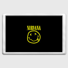 Магнит 45*70 с принтом NIRVANA | НИРВАНА в Белгороде, Пластик | Размер: 78*52 мм; Размер печати: 70*45 | Тематика изображения на принте: nirvana | smile | курт кобейн | нирвана | смайл