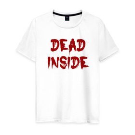Мужская футболка хлопок с принтом Dead inside в Белгороде, 100% хлопок | прямой крой, круглый вырез горловины, длина до линии бедер, слегка спущенное плечо. | dead inside | dont open dead inside | дед внутри | дед инсайд