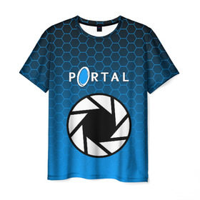 Мужская футболка 3D с принтом PORTAL в Белгороде, 100% полиэфир | прямой крой, круглый вырез горловины, длина до линии бедер | glados | half life. | portal | пиктограммы | портал | телепорт