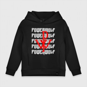 Детское худи Oversize хлопок с принтом POWERWOLF в Белгороде, френч-терри — 70% хлопок, 30% полиэстер. Мягкий теплый начес внутри —100% хлопок | боковые карманы, эластичные манжеты и нижняя кромка, капюшон на магнитной кнопке | powerwolf | wolf | метал | пауэр метал. | повервольф | поверфульф | рок | хэви металб