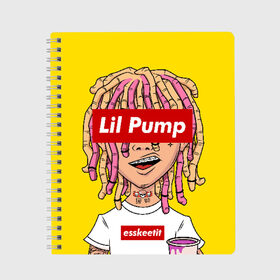 Тетрадь с принтом Lil Pump в Белгороде, 100% бумага | 48 листов, плотность листов — 60 г/м2, плотность картонной обложки — 250 г/м2. Листы скреплены сбоку удобной пружинной спиралью. Уголки страниц и обложки скругленные. Цвет линий — светло-серый
 | esskeetit | gazzy garcia | gucci gang | lil pump | lilpump | газзи гарсия | лил памп | рэп | рэпер | эшкере