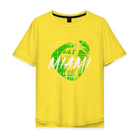 Мужская футболка хлопок Oversize с принтом Miami beach в Белгороде, 100% хлопок | свободный крой, круглый ворот, “спинка” длиннее передней части | beach | miami | летняя | лето | майами | маями | отдых | отпуск | пальмы | пляж