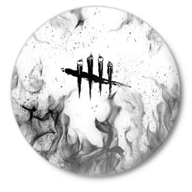 Значок с принтом DEAD BY DAYLIGHT в Белгороде,  металл | круглая форма, металлическая застежка в виде булавки | dbd | dead by daylight | survival horror | дбд | мертвы к рассвету