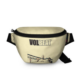 Поясная сумка 3D с принтом Volbeat в Белгороде, 100% полиэстер | плотная ткань, ремень с регулируемой длиной, внутри несколько карманов для мелочей, основное отделение и карман с обратной стороны сумки застегиваются на молнию | groove metal | hardcore | psychobilly | volbeat | волбит