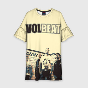 Детское платье 3D с принтом Volbeat  в Белгороде, 100% полиэстер | прямой силуэт, чуть расширенный к низу. Круглая горловина, на рукавах — воланы | groove metal | hardcore | psychobilly | volbeat | волбит