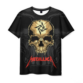 Мужская футболка 3D с принтом Metallica в Белгороде, 100% полиэфир | прямой крой, круглый вырез горловины, длина до линии бедер | american | james hetfield | kirk hammett | l | metal band | metallic | metallica | music | robot | rock | scales | sitting | skeleton | skull | throne | американская | джеймс хетфилд | кирк хэмметт | ларс ульрих | логотип | метал группа | металл