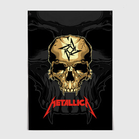 Постер с принтом Metallica  в Белгороде, 100% бумага
 | бумага, плотность 150 мг. Матовая, но за счет высокого коэффициента гладкости имеет небольшой блеск и дает на свету блики, но в отличии от глянцевой бумаги не покрыта лаком | american | james hetfield | kirk hammett | l | metal band | metallic | metallica | music | robot | rock | scales | sitting | skeleton | skull | throne | американская | джеймс хетфилд | кирк хэмметт | ларс ульрих | логотип | метал группа | металл