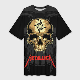 Платье-футболка 3D с принтом Metallica в Белгороде,  |  | american | james hetfield | kirk hammett | l | metal band | metallic | metallica | music | robot | rock | scales | sitting | skeleton | skull | throne | американская | джеймс хетфилд | кирк хэмметт | ларс ульрих | логотип | метал группа | металл