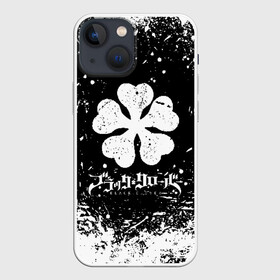 Чехол для iPhone 13 mini с принтом Черный клевер лого в Белгороде,  |  | asta | black bull | black clover | bull | clover | аста | бык | клевер | чёрный бык | чёрный клевер