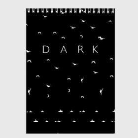 Скетчбук с принтом DARK - Birds (Тьма) в Белгороде, 100% бумага
 | 48 листов, плотность листов — 100 г/м2, плотность картонной обложки — 250 г/м2. Листы скреплены сверху удобной пружинной спиралью | 1921 | 1953 | 1986 | 2019 | 2052 | dark | future | jonas | logo | mikkel | mundus | no future | portal | sic | будущего | йонас | лого | логотип | миккель | надпись | нет | портал | сериал | сериалы | символ | тьма