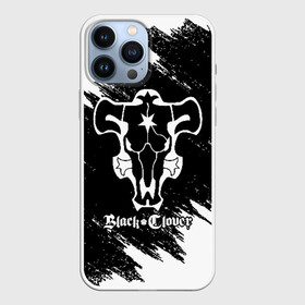 Чехол для iPhone 13 Pro Max с принтом Черный Бык на бело черном фоне в Белгороде,  |  | asta | black bull | black clover | bull | clover | аста | бык | клевер | чёрный бык | чёрный клевер