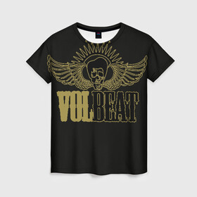 Женская футболка 3D с принтом Volbeat  в Белгороде, 100% полиэфир ( синтетическое хлопкоподобное полотно) | прямой крой, круглый вырез горловины, длина до линии бедер | groove metal | hardcore | psychobilly | volbeat | волбит