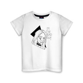 Детская футболка хлопок с принтом Billie Eilish в Белгороде, 100% хлопок | круглый вырез горловины, полуприлегающий силуэт, длина до линии бедер | billie | eilish
