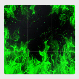 Магнитный плакат 3Х3 с принтом ЗЕЛЁНЫЙ ОГОНЬ | GREEN FIRE в Белгороде, Полимерный материал с магнитным слоем | 9 деталей размером 9*9 см | bright | fire | flame | heat | light | wildfire | искры | огненный | огонь | пламя | пожар