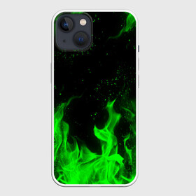 Чехол для iPhone 13 с принтом ЗЕЛЁНЫЙ ОГОНЬ | GREEN FIRE в Белгороде,  |  | Тематика изображения на принте: bright | fire | flame | heat | light | wildfire | искры | огненный | огонь | пламя | пожар
