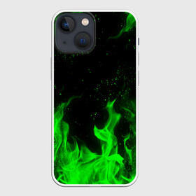 Чехол для iPhone 13 mini с принтом ЗЕЛЁНЫЙ ОГОНЬ | GREEN FIRE в Белгороде,  |  | Тематика изображения на принте: bright | fire | flame | heat | light | wildfire | искры | огненный | огонь | пламя | пожар