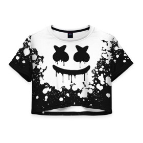 Женская футболка Cropp-top с принтом MARSHMELLO MELT в Белгороде, 100% полиэстер | круглая горловина, длина футболки до линии талии, рукава с отворотами | america | dj | marshmello | usa | америка | маршмелло