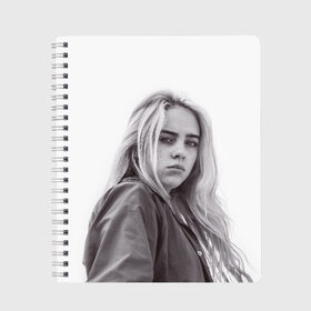 Тетрадь с принтом BILLIE EILISH в Белгороде, 100% бумага | 48 листов, плотность листов — 60 г/м2, плотность картонной обложки — 250 г/м2. Листы скреплены сбоку удобной пружинной спиралью. Уголки страниц и обложки скругленные. Цвет линий — светло-серый
 | ayelish | bad guy | bellyache | bilie eilish | bilie elish | billie | billie eilish | eilish | electronic | elish | music | били айлиш | билли айлиш | эйлиш | элиш