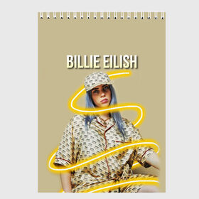 Скетчбук с принтом BILLIE EILISH в Белгороде, 100% бумага
 | 48 листов, плотность листов — 100 г/м2, плотность картонной обложки — 250 г/м2. Листы скреплены сверху удобной пружинной спиралью | ayelish | bad guy | bellyache | bilie eilish | bilie elish | billie | billie eilish | eilish | electronic | elish | music | били айлиш | билли айлиш | эйлиш | элиш