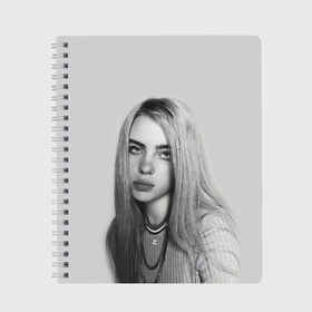 Тетрадь с принтом BILLIE EILISH в Белгороде, 100% бумага | 48 листов, плотность листов — 60 г/м2, плотность картонной обложки — 250 г/м2. Листы скреплены сбоку удобной пружинной спиралью. Уголки страниц и обложки скругленные. Цвет линий — светло-серый
 | ayelish | bad guy | bellyache | bilie eilish | bilie elish | billie | billie eilish | eilish | electronic | elish | music | били айлиш | билли айлиш | эйлиш | элиш