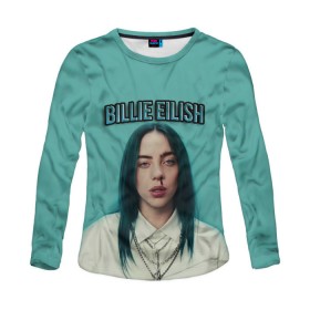 Женский лонгслив 3D с принтом BILLIE EILISH в Белгороде, 100% полиэстер | длинные рукава, круглый вырез горловины, полуприлегающий силуэт | ayelish | bad guy | bellyache | bilie eilish | bilie elish | billie | billie eilish | eilish | electronic | elish | music | били айлиш | билли айлиш | эйлиш | элиш