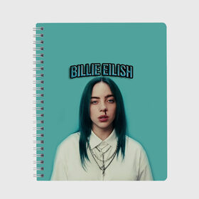 Тетрадь с принтом BILLIE EILISH в Белгороде, 100% бумага | 48 листов, плотность листов — 60 г/м2, плотность картонной обложки — 250 г/м2. Листы скреплены сбоку удобной пружинной спиралью. Уголки страниц и обложки скругленные. Цвет линий — светло-серый
 | ayelish | bad guy | bellyache | bilie eilish | bilie elish | billie | billie eilish | eilish | electronic | elish | music | били айлиш | билли айлиш | эйлиш | элиш