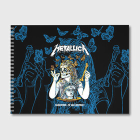 Альбом для рисования с принтом Metallica в Белгороде, 100% бумага
 | матовая бумага, плотность 200 мг. | Тематика изображения на принте: american | bone | butterflies | death | fly | girl | head | james hetfield | kirk hammett | metal band | metallica | music | plate | rock | skull | statue of liberty | американская | бабочки | голова | девушка | держит | кость | кушает | летают | металлик