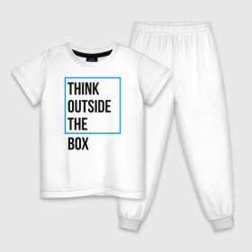 Детская пижама хлопок с принтом Think outside the box в Белгороде, 100% хлопок |  брюки и футболка прямого кроя, без карманов, на брюках мягкая резинка на поясе и по низу штанин
 | 